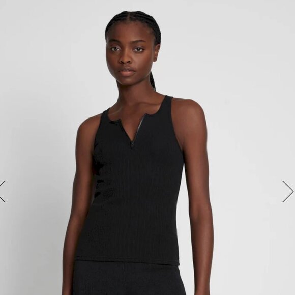 7 for all mankind Quarter Zip Ribbed Tank - Picture 1 of 2